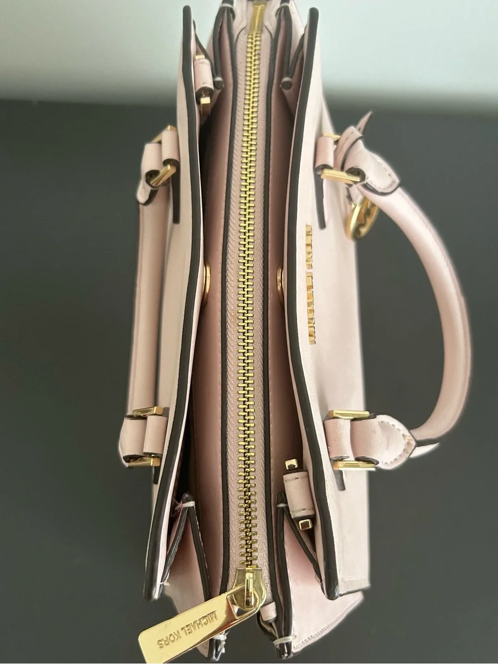 Michael Kors Pink Saffiano Leather Satchel structured crossbody